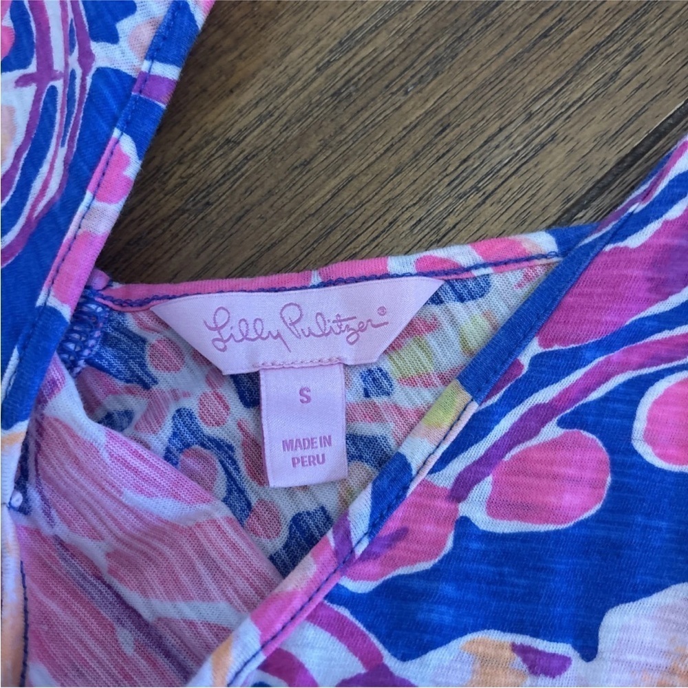 Lilly Pulitzer Gigi V-Neck Tank Top Brilliant Blue Catch & Release Women's S - Picture 8 of 11